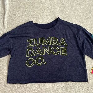 Size S oversized blue Zumba cropped sweatshirt